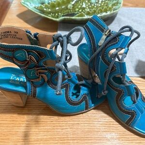 Turquoise Leather Sandals L’Artiste Alejandra